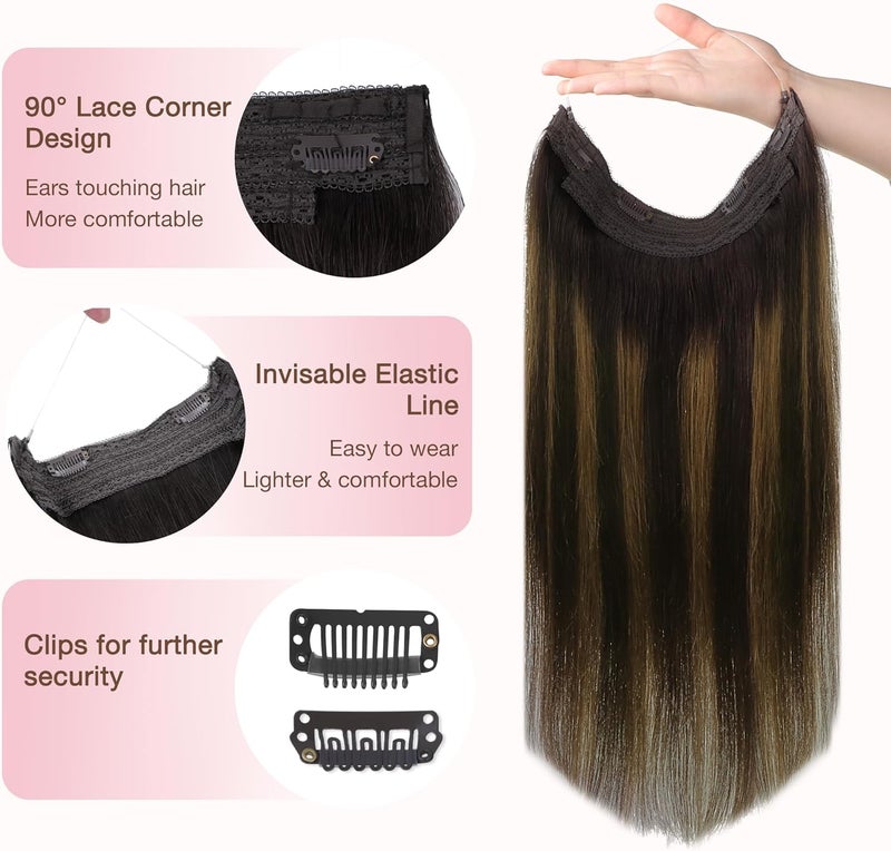 Goo-Goo GOO GOO Halo Hair Extensions - Ombre Natural Black to Chestnut Brown - Image 3